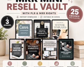 25 MRR PLR Digital Products Ebooks Bundle Editable Ebooks Canva Template Sell On Etsy Resell Vault