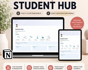 Notion Student Hub Template: Academic Planner Dashboard (Digital Download)
