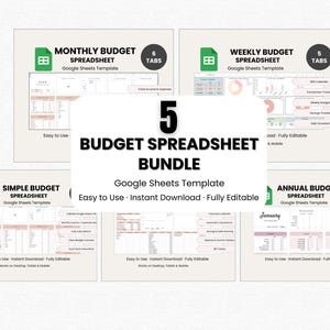 Google Sheets Budget Spreadsheet Bundle: Monthly, Weekly, Annual (Digital Download)