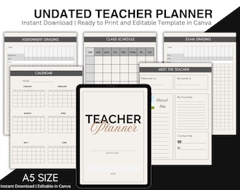 Teacher Planner Printable Digital Academic Planner Teacher Planner Undated Teacher Binder Lesson Academic Planner Teaching Planner