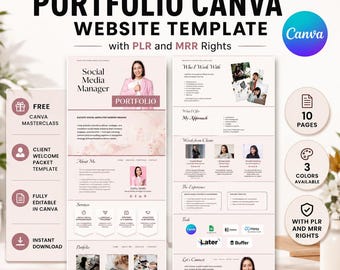Plantilla de sitio web de portafolio para administradores de redes sociales Plantilla de sitio web de Canva Portafolio
