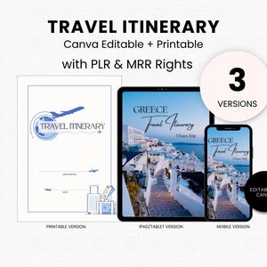 Travel Itinerary Template Traveling Guide Editable in Canva Trip Mobile Planner Holiday Vacation Itinerary Template Printable Tour Guide