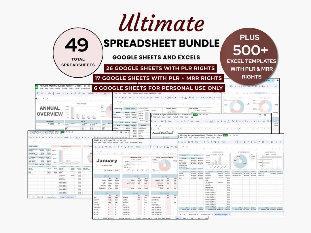 Ultimate Spreadsheet Bundle Google Sheets Budget Tracker Biweekly ...