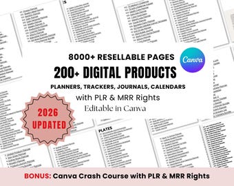 Más de 200 plantillas de Canva listas para usar. Derechos de reventa maestra PLR. Paquete de productos digitales. Derechos de marca privada. Productos PLR.