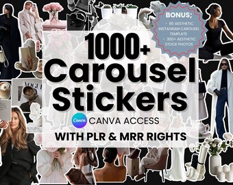 1000+ Instagram Carousel Stickers Template MRR PLR Digital Download Social Media Instagram Carousels Sticker Sheet