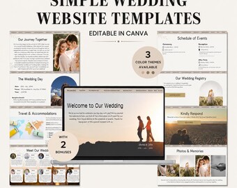 Szablony stron ślubnych Szablon ślubny Canva Zaproszenie ślubne online Nowoczesna strona internetowa DIY Zaproszenie ślubne bez papieru Szablon RSVP na ślub