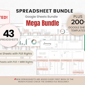 Google Sheets PLR Spreadsheets Master Resell Rights Budget Spreadsheet PLR Digital Product Bundle PLR Templates Planner Budget Spreadsheet