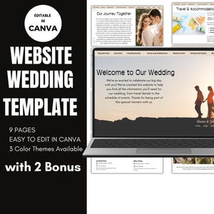 Wedding Website Templates Canva Wedding Template Online Wedding Invitation Modern DIY Website Paperless Wedding Invite RSVP Wedding Template