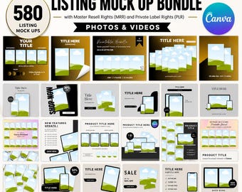 Etsy Listing Mockup Templates Bundle Digital Product Etsy Bundle PLR and MRR Editable Canva Mockups for Etsy Listing