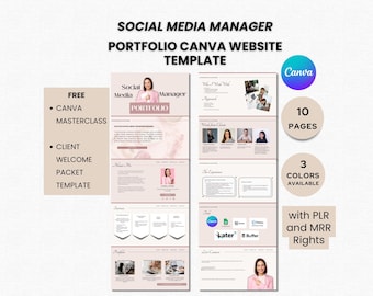 Plantilla de sitio web de portafolio para administradores de redes sociales Plantilla de sitio web de Canva Portafolio