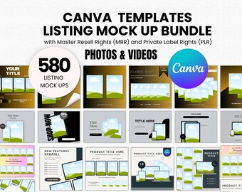 Etsy Listing Mockup Templates Bundle Digital Product Etsy Bundle PLR and MRR Editable Canva Mockups for Etsy Listing