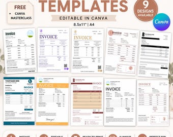 Editable Invoice Template  Canva Form for Small Business and Freelancer Simple Billing Template Business Invoice Editable Business Form