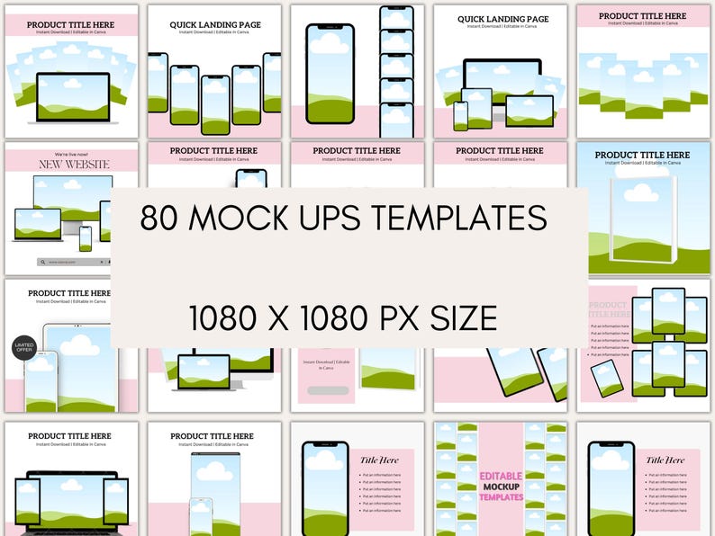 Paquete de más de 500 plantillas de maquetas: Canva MRR PLR Productos digitales imagen 7