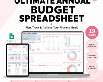 Ultimate Annual Budget Spreadsheet Google Sheets Finance Budget Tracker Financial Planner Debt Payoff Tracker