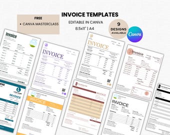 Editable Invoice Template  Canva Form for Small Business and Freelancer Simple Billing Template Business Invoice Editable Business Form