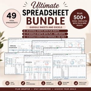 Ultimate Spreadsheet Bundle Google Sheets Budget Tracker Biweekly Budget Planner Sheets Monthly Budget Spreadsheet Template