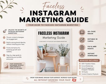 Faceless Instagram Marketing Guide Digital Marketing Ebook with PLR and MRR Learn and Resell Done For You Faceless Marketing Course
