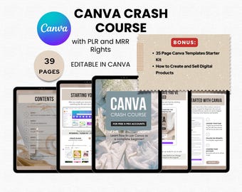 Canva Crash Course For Beginners with PLR Resell Rights Online Training Guide to Sell Digital Products Etsy Sellers  Canva Editable Video