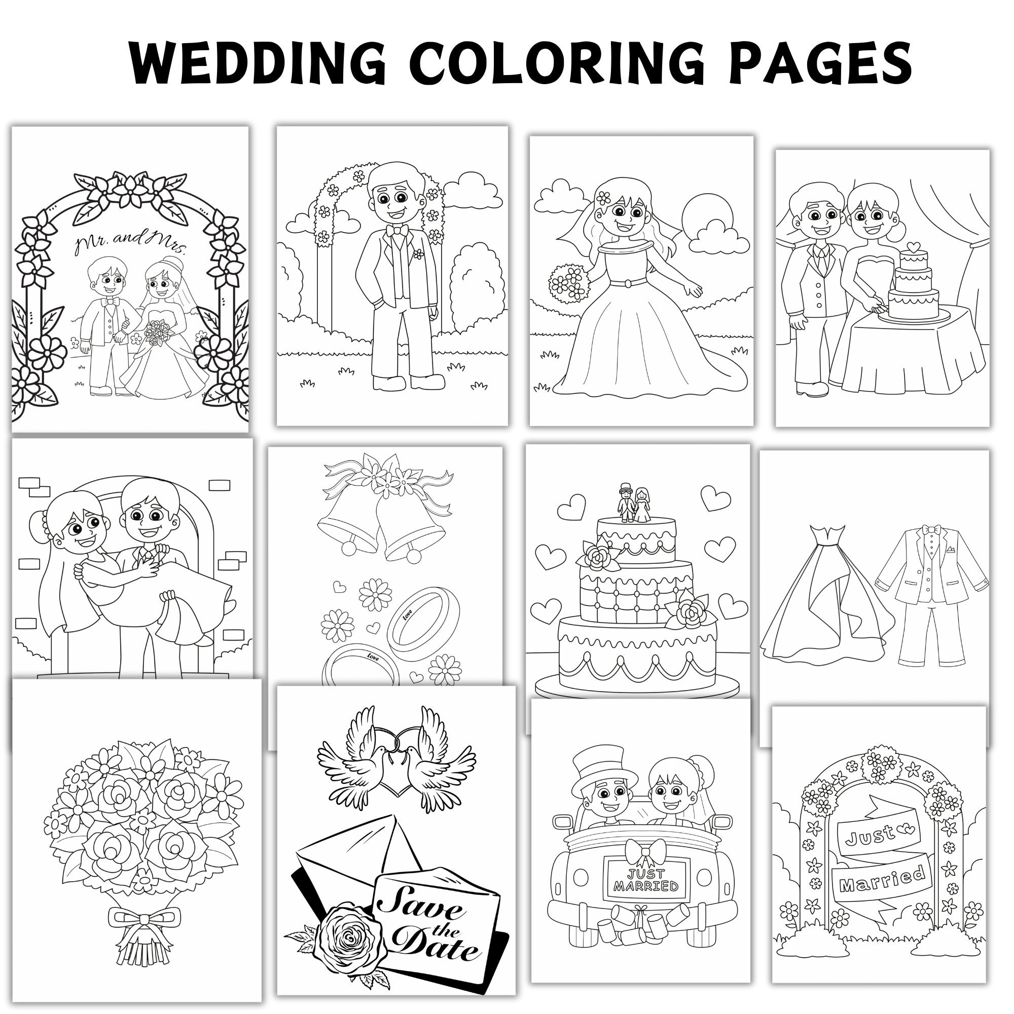 Wedding Coloring Pages, Wedding Coloring Book, Wedding Coloring Book