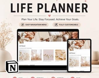 Life Dashboard 2026 Notion Template Notion Planner Notion Life Planner Aesthetic Notion Planner Vision Goals Notion calendarNotion Dashboard