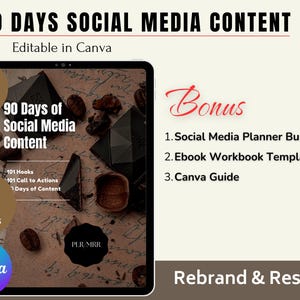 90 Days Social Media Content Ideas Master Resell Rights Done for you Guide PLR Ebook Social Media Marketing Content Faceless Marketing