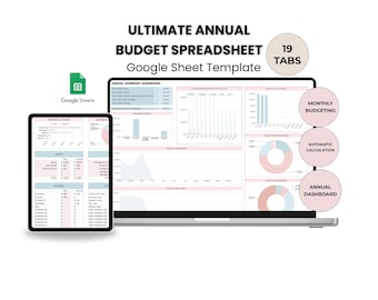 Feuille de calcul budgétaire annuel ultime Google Sheets Finances Suivi du budget Planificateur financier Suivi du remboursement de la dette