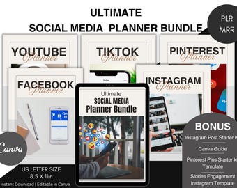 Social Media Planner Master Droits de revente Modèles DPP Canva Content Planner Calendrier de contenu DPP Produits numériques mmr plrInstagram