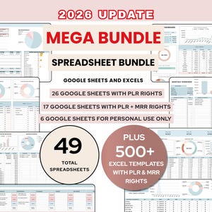 Hojas de cálculo PLR de Google Sheets Derechos de reventa maestra Hoja de cálculo de presupuesto PLR Paquete de productos digitales Plantillas PLR Planificador Hoja de cálculo de presupuesto
