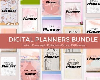 Bundel digitale planner PLR: bewerkbare canva-sjablonen (digitale download)