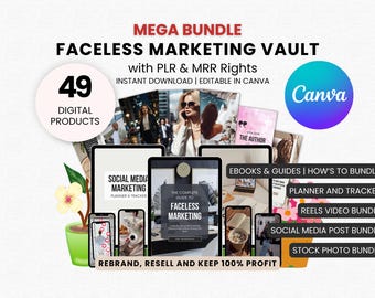 Faceless Digital Marketing Guides Faceless Bundle with PLR and MRR Rights Social Media Content for Digital Marketing  Done for You