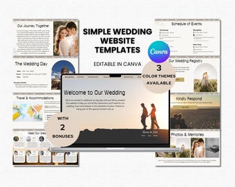 Wedding Website Templates Canva Wedding Template Online Wedding Invitation Modern DIY Website Paperless Wedding Invite RSVP Wedding Template