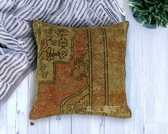 Oriental Handmade Kilim Pillow Cover, Turkish Style Kilim Pillow, Throw Pillow Cover, 18x18 Kilim Pillow Case, Boho Vintage Kilim Pillow