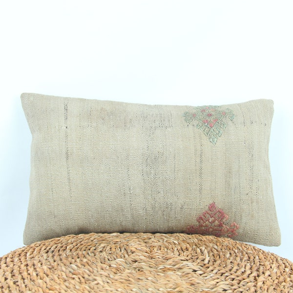 Handmade Kilim Pillow Shams - Vintage Oriental Pillowcase - Kilim Cushion Case Ethnic Kilim Fabric Lumbar Pillow Cover - Boho Pillow Cover