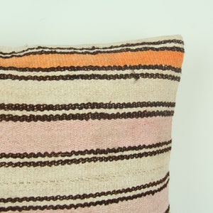 Hemp Natural Kilim Pillow / Striped Pillow / Modern Farmhouse Pillow Cover / Turkish Pillow Case / Designer Pillow Cover / 16x24 Cushion image 3