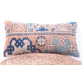 Long Lumbar Pillow Floor Couch - Vintage Cushion Couch Kilim Boho Pillow -  Homedecor Accent Rustic Decor - Eclectic Pillow Shams