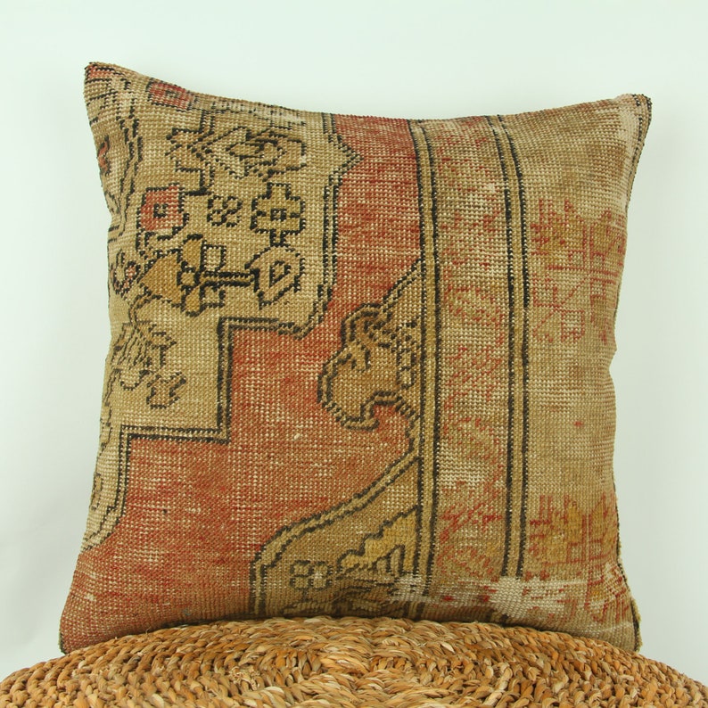 Oriental Handmade Kilim Pillow Cover, Turkish Style Kilim Pillow, Throw Pillow Cover, 18x18 Kilim Pillow Case, Boho Vintage Kilim Pillow imagem 2