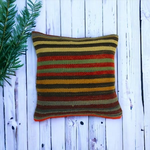 cushion cover - throw pillow cover - bench cushion - farmhouse decor - kilim pillow - turkish kilim pillow - sofa pillow - boho decor pillow
