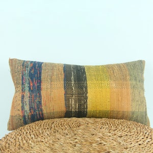 Throw Pillow , 12x24 Throw Pillow Covers , Handmade Boho Pillow , Kilim Case , Ethnic Pillow , Printed Turkish Rug Pillow , Vintage Decor
