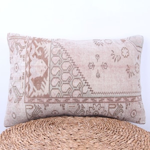 Vintage Embroidered Lumbar Pillow - Textured Decorative Euro Sham Handmade Pillow Case - Throw Oriental Pillow Case - Gift Pillow