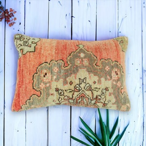 kilim pillow cover, lumbar throw pillow, bohemian rug pillow, kilim euro sham, euro sham cover, couch pillow, accent pillow 16x24 kilim