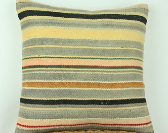 Striped Kilim Pillow, Vintage Boho Cushion With Patterns reflecting Anatolian Culture, Throw Pillows that will add aesthetics to your home