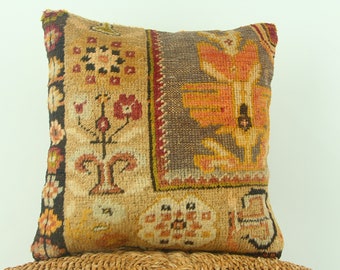 16x16 Bohemian Eclectic Pillow - Unique Decorative Pillow Case - Turkish Boho Pillow Shams - Vintage Decor Pillow - Sofa Bench Cushion