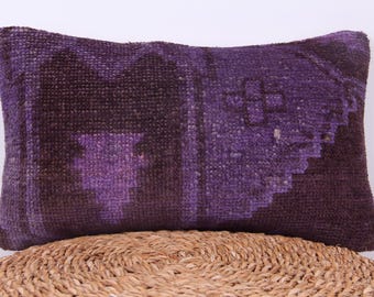 Cojín kilim turco hecho a mano, cojín lumbar bohemio (30 x 50 cm)