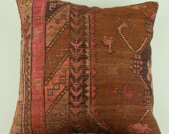 Kilim pillow cover, Turkish kilim pillow, 24x24 throw pillow, pink cushion cover, handmade pillow, boho pillow, vintage throw pillow, Decor