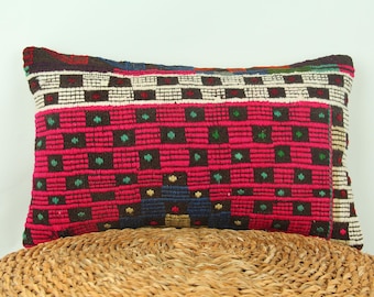 Funda de almohada lumbar Kilim, estilo bohemio turco (30,5 x 50,8 cm)