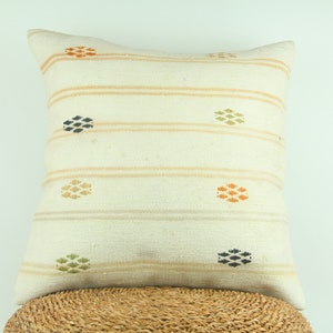 Vintage Kilim Pillow, 24x24 Kilim Pillow, Turkish Kilim Pillow, Bohemian Kilim Pillow, Decorative Pillow, Big  Throw Pillow, Cushion Cover