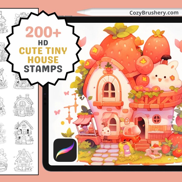 Procreate Stamps: Cozy Tiny Houses Collection, 200+ Adorable Miniature Home Designs, Perfect for Charming Art Projects