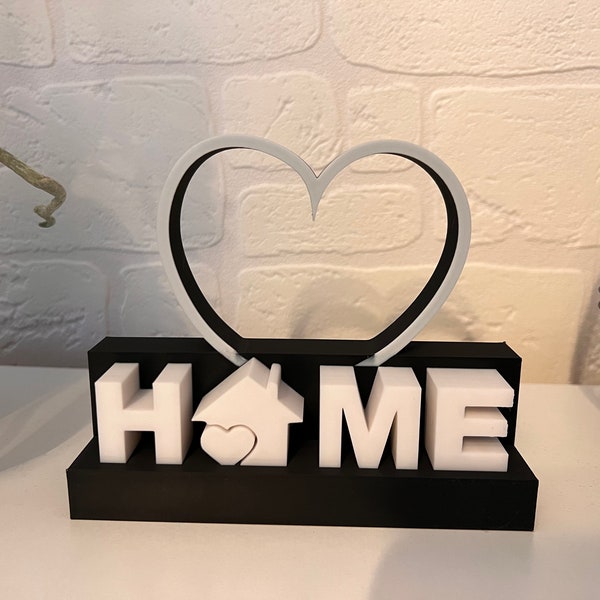 Home Deko / 3D gedruckt / schwarz weiß mit Herz zum hinstellen