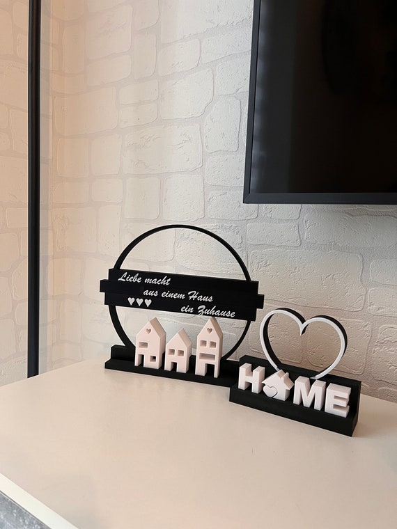 Liebe macht aus einem Haus ein Zuhause | Wohnzimmer | Tisch- und Regaldekoration | Geschenkidee | Stilvolle Dekoration für Zuhause | Modern