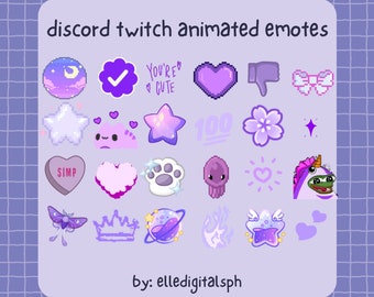 24x Purple Animated + Static Emotes Pack for Discord and Twitch